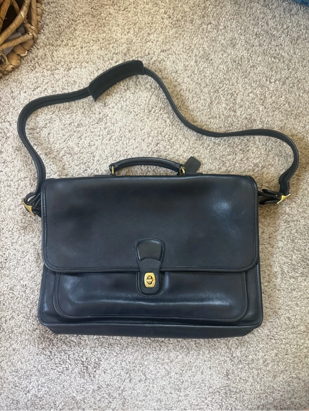 Vintage Coach Black Leather Metropolitan Briefcase ft. in Devil Wears Prada 2